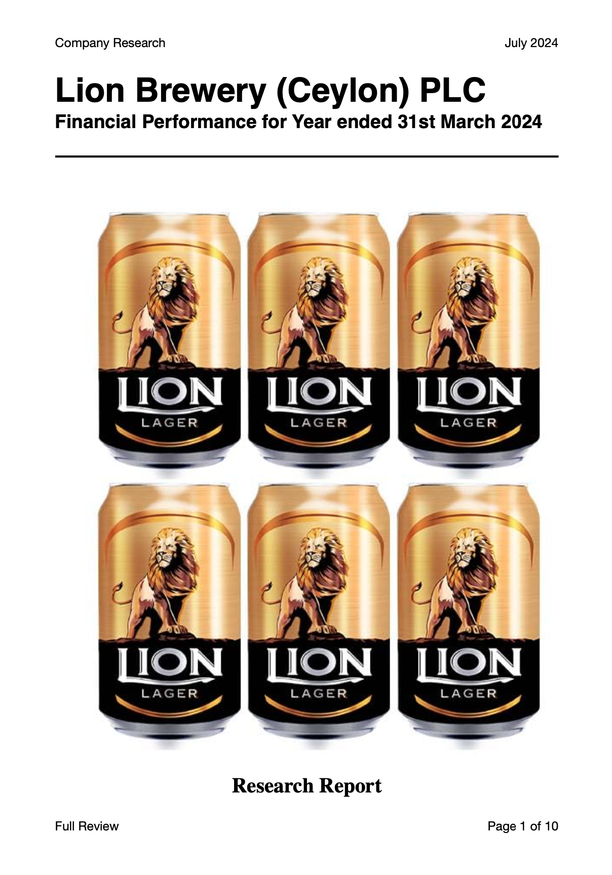 Lion Brewery PLC revenue increased by 16%