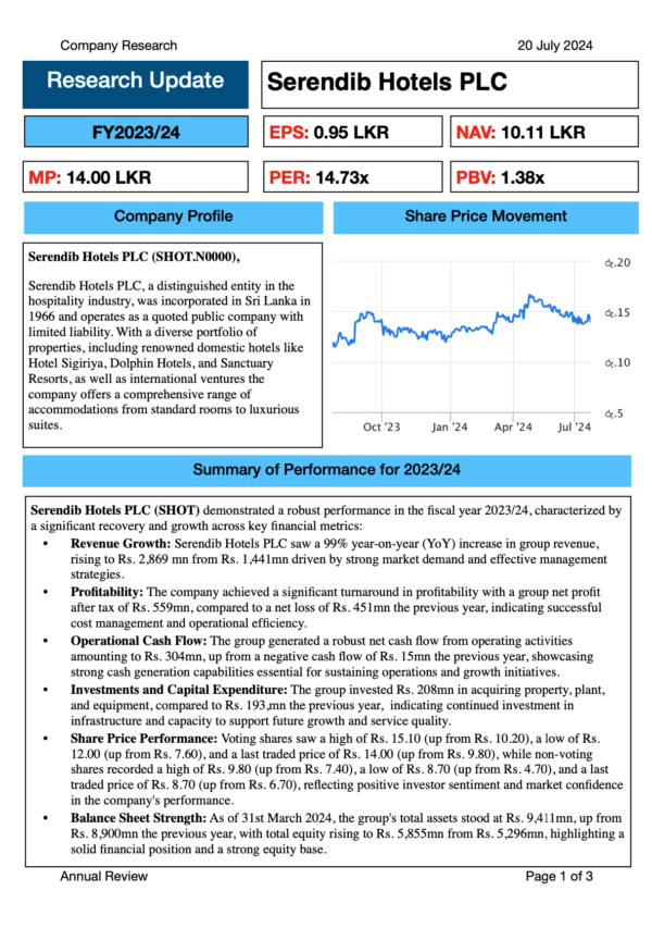 Serendib Hotels PLC (FY2023/24)