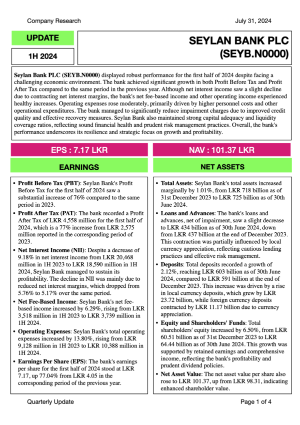 Seylan Bank PLC (1H FY 2024)