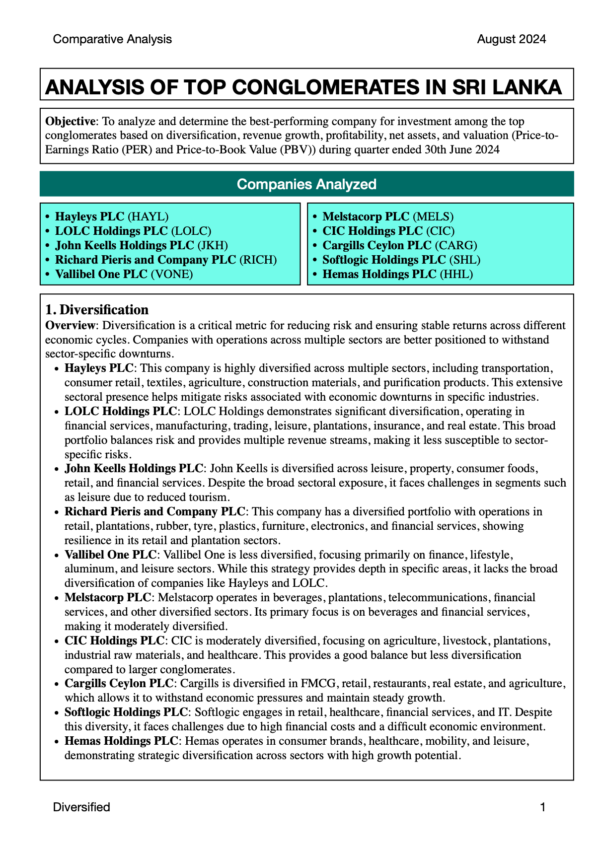 Diversified Sector (1Q FY2024/25)