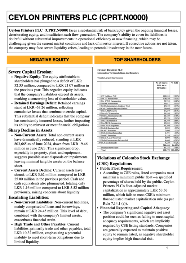 Ceylon Printers PLC (1Q 2024/25)